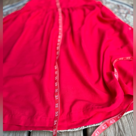 Vintage French Connection Hot Red Basque Waist Side Button down Midi Skirt - Picture 8 of 14